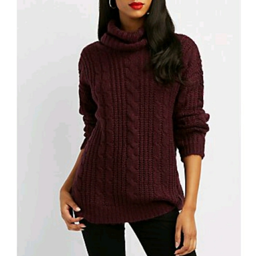 Purple turtleneck sweater